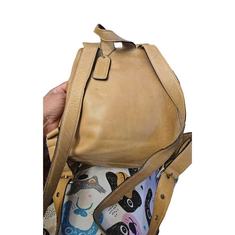 Coach Vintage Tan Glove‎ Tanned Leather Backpack 9569 Drawstring Buckle Bag